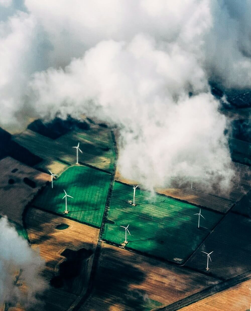 Wind turbines on a hillside landscape